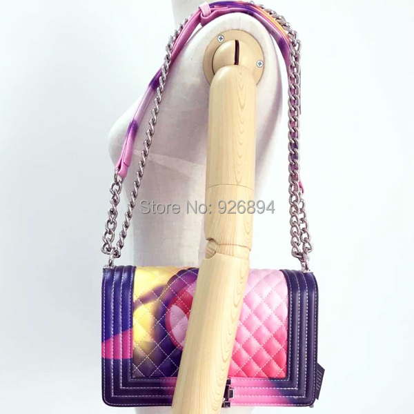New Design Famous Brand LOGO Graffiti Colorful Genuine Leather