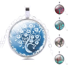 Snow Romance pendant necklace art picture glass cabochon silver chain necklace statement necklace for women