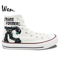 Wen Hot Hand Painted Shoes Design Custom Transformers High Top Men Women White Canvas Sneakers Gifts