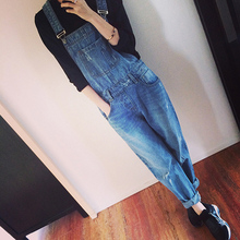 Denim pants female plus size loose casual retro finishing trousers jumpsuit