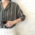 New Women Shirts Sleeve Striped Chiffon 7139 Comfortable Vertical Blouse Shirt 6196