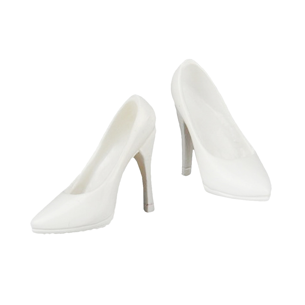 1pair Figure Accessory white High-heeled Nurse Shoe For 12/" Female Figure Doll