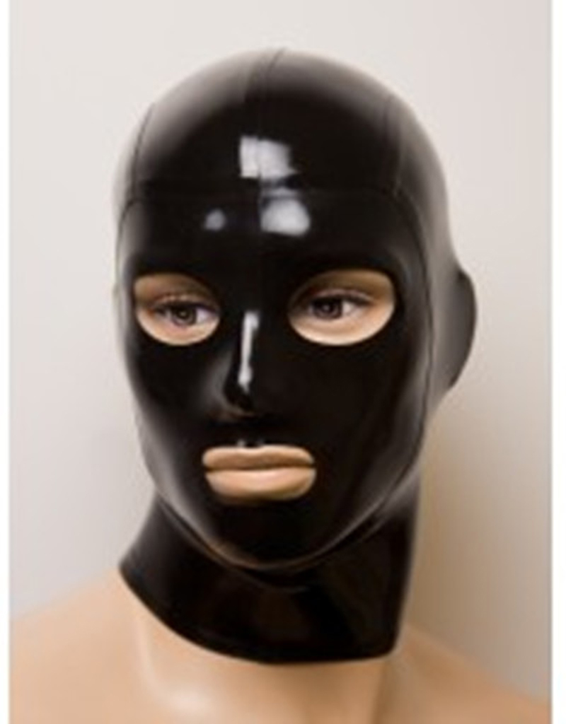 2015 New Fashion Black Latex Uniform Hood Fetish Rubber Costumes Mask
