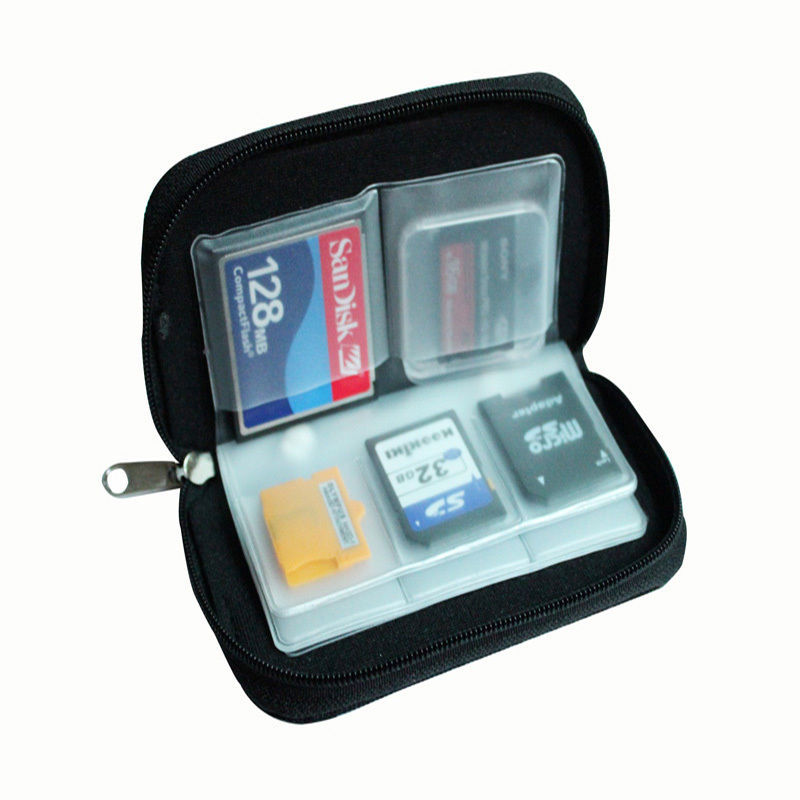 Image of Azerin 1 PC Black 22 SDHC MMC CF Micro SD Memory Card Storage Carrying Zipper Pouch Case Protector Holder Wallet