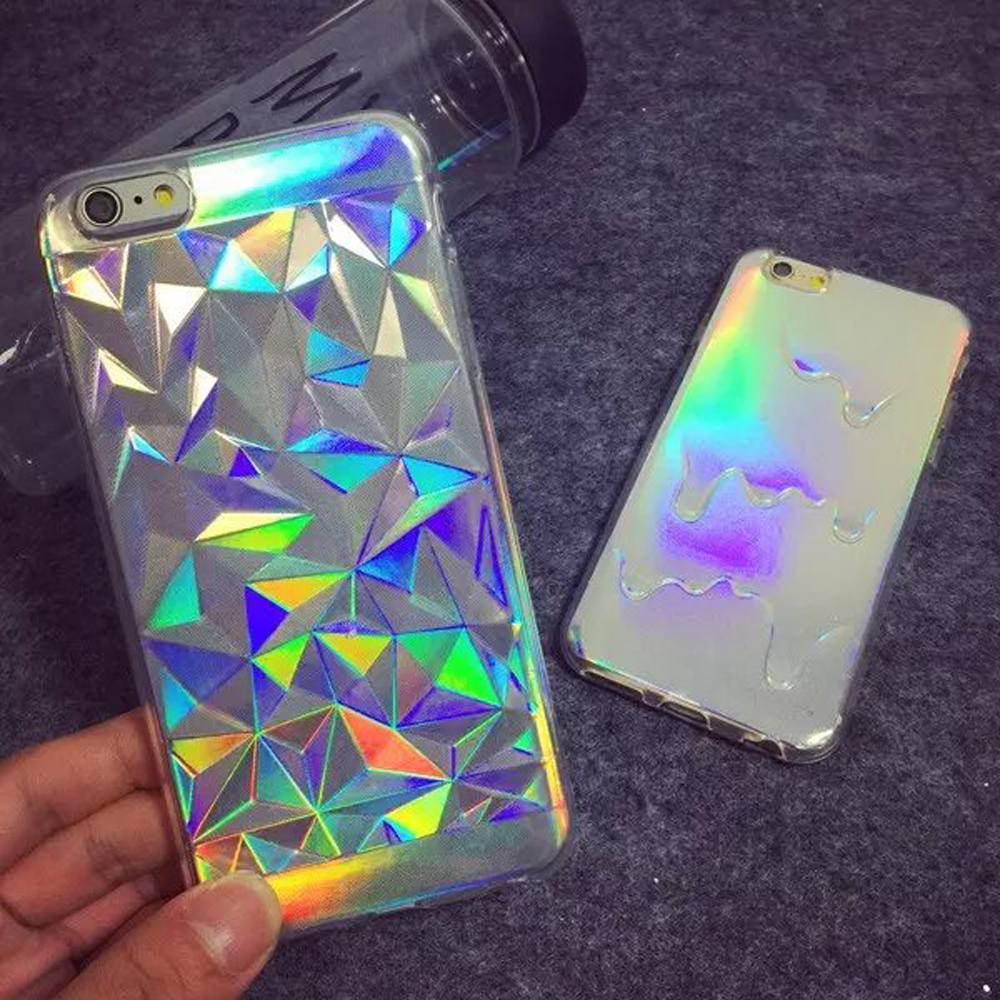 2015 3D Diamond Bling Laser Melting Rainbow Colors Print Case For iPhone 5S 5 6 6plus