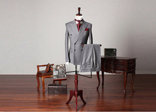 2016 New Arrival Gray Custom Made formal Mens Suits terno masculino 2 pcs (Coat+Pants) Double Breasted Wedding Suits
