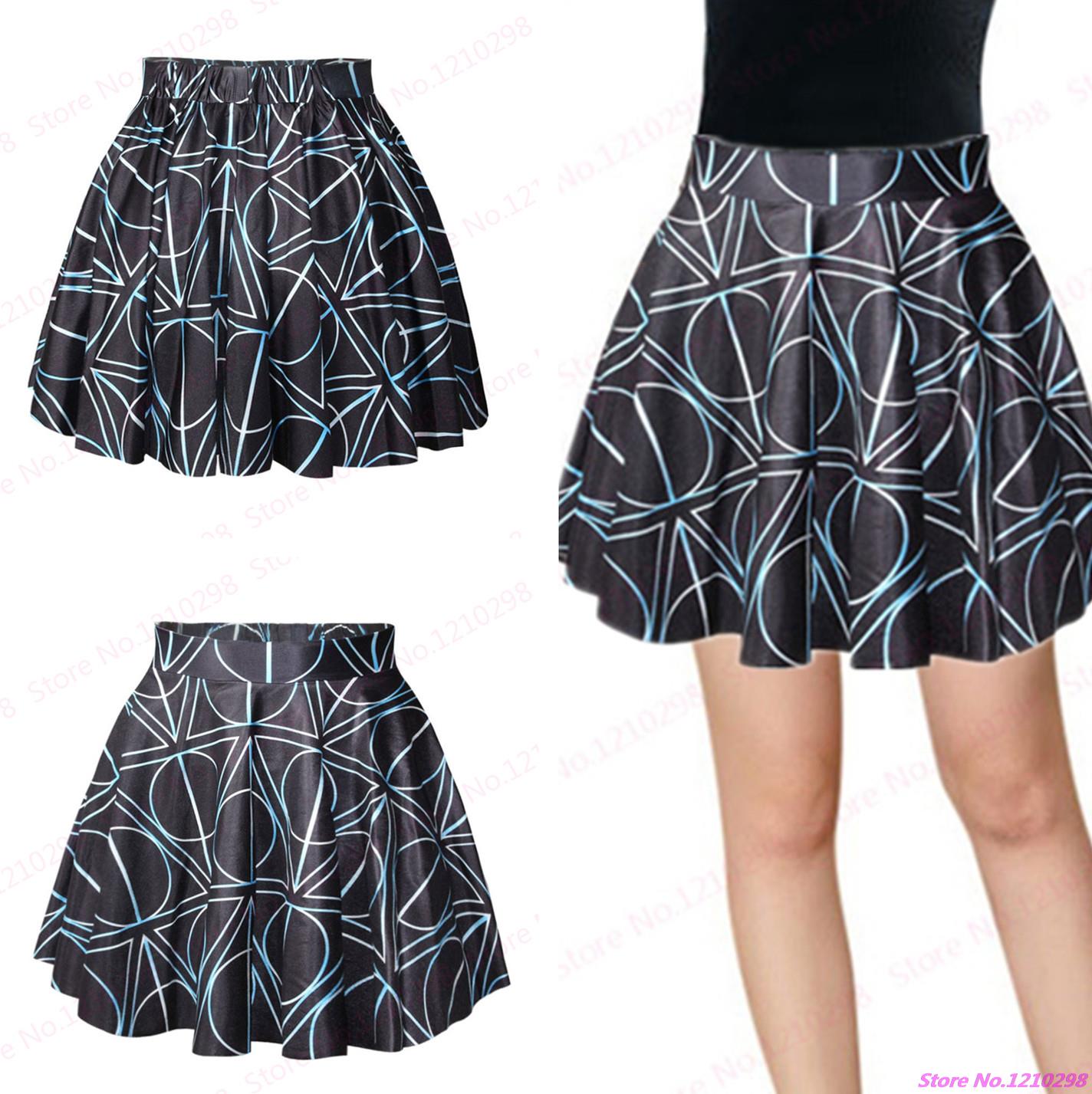 New Women Geometric Skirt High Waist Miniskirt 3D Printed Pettiskirt Black Tennis Short Skirts Nightclubs Sport