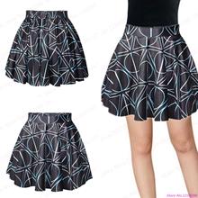 New Women Geometric Skirt High Waist Miniskirt 3D Printed Pettiskirt Black Tennis Short Skirts Nightclubs Sport