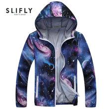 Autumn Ultra-thin Jacket Sport Running Jaqueta Masculin Breathable Outwear 3D Outer Space Printed Windbreaker Chaqueta Thombre