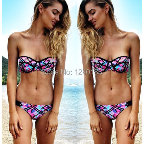 Image of HOT sale 2015 new fashion Sexy Women Bikini Push-up Padded Floral Print Swimsuit Bra Swimwear Bathing Suit