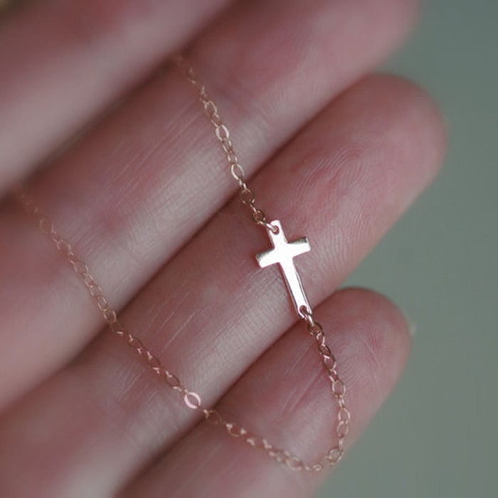 Tiny-Gold-or-silver-plated-Sideways-Cross-Necklace-Off-Center-Cross-Bridesmaid-Gift-Small-Cross-Necklace 700