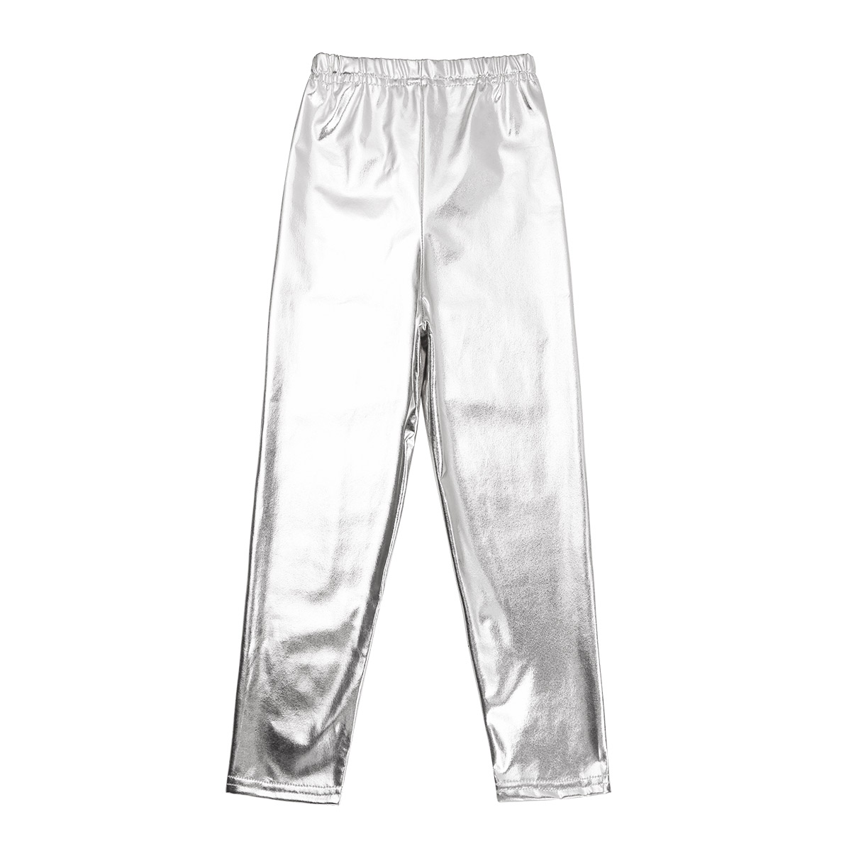 iEFiEL Kids Girls Shiny Metallic Leggings Wet Look Stretchy High Waist Sports Dance Tights Pants Full Length Trousers