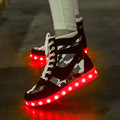 2016 Winter Men High Top Led Light Shoes For Adults Fashion Lace Up Glowing Footwear PU