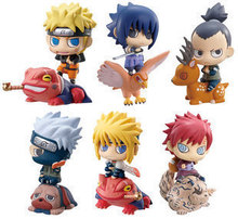 6 unids/set PVC 6 cm lindo Naruto Anime figuras de acción juguetes de los niños colección Naruto Gaara Sasuke modelo con animales para niños Brinquedos
