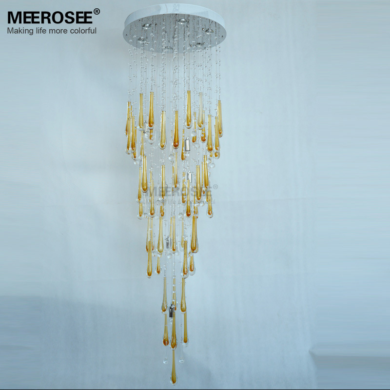 MD2214  Modern lighting fixture long crystal chandelier lamp stairs light (2)