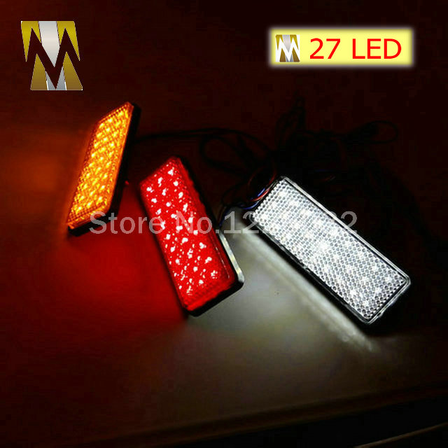 RED Lens Rectangle Red LED Reflectors Brake Light for Universal Motorcycle car truck high performanc