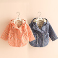 New baby printed 2016 winter windbreaker Korean girls children s wear children quilted hooded jacket Pink