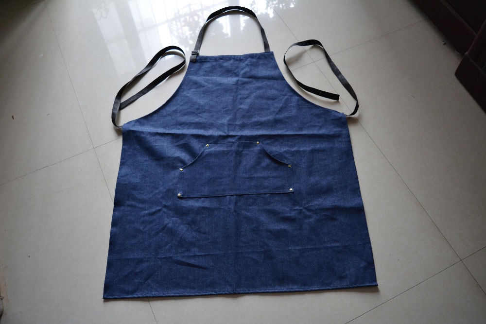 Heavy Duty Denim Aprons With Pocket Kitchen Cooking Aprons Embroidery Logo