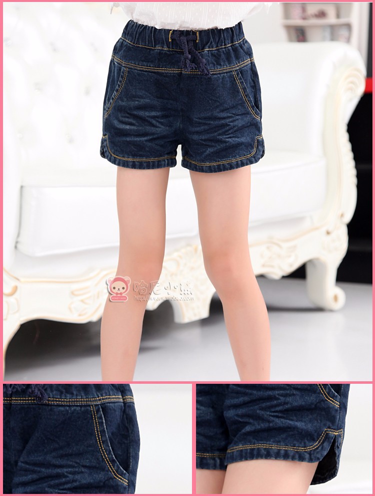 2015 news summers fashion girls shorts jeans with pockets pants children\'s brand denim kids shorts kikikids size 5-15 years (3)