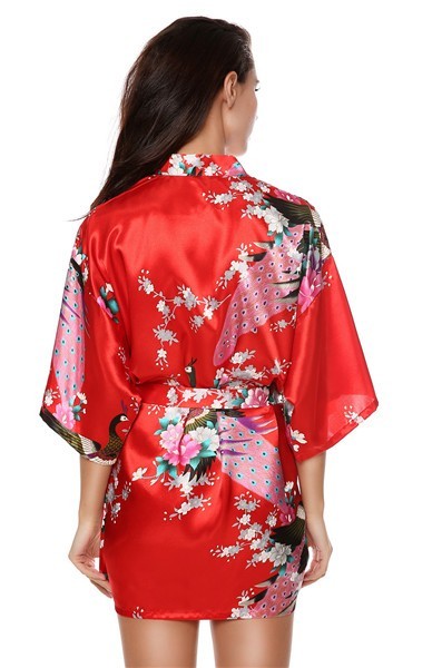 Japanese Style Sex Women Silk Robe Wedding Bridesmaid Sleepwear V Neck 