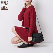 Sale New 2015 South Korea’s winter coat dress bat word umbrella skirt fluffy knitted suit feather stitch whole