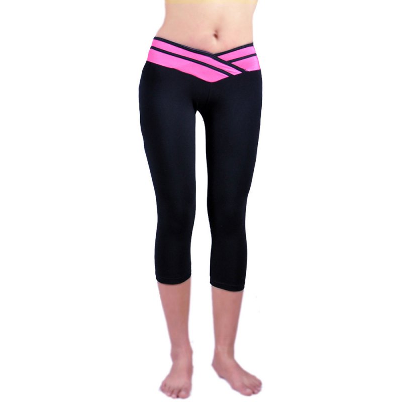 Image of Women Sport Athletic Gym Workout Fitness Yoga Waistband Capri Leggings Pants