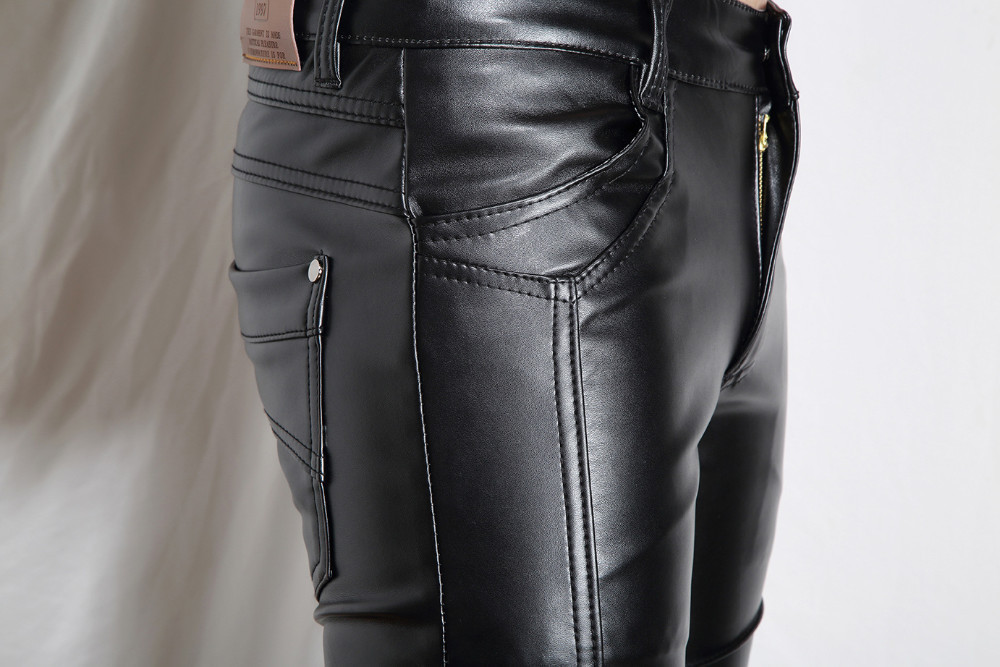 mens skinny faux leather pants