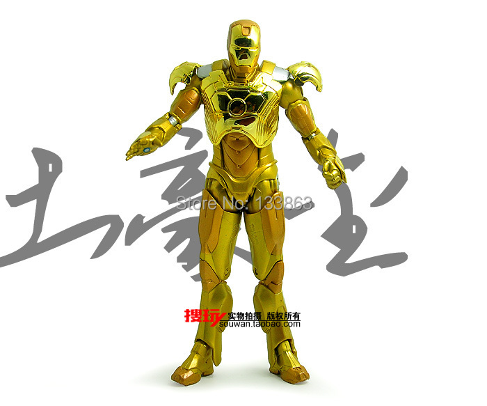 wholesale for 10 pcs New Marvel Iron Man 3 Action Figure, Superhero golden Iron Man  PVC Figure Toy 18cm high, Chritmas Gift
