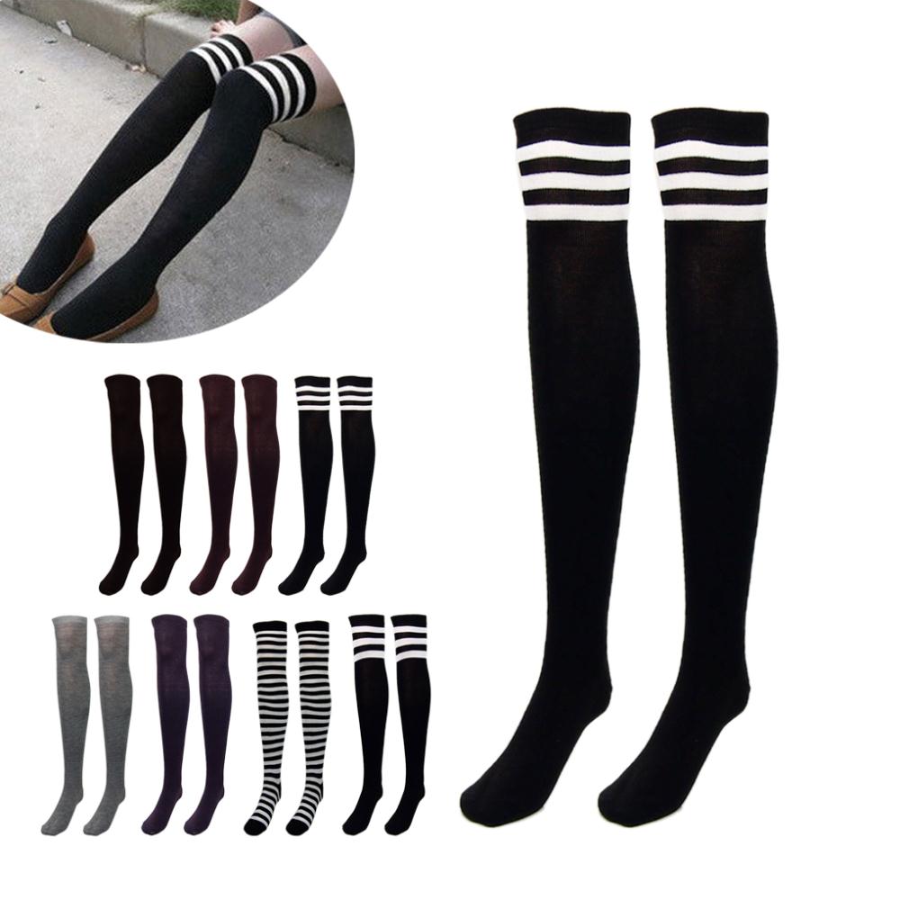 Image of Fashion Design Women girl Over the Knee Socks Thigh High Thick Socks Stripe Like Stockings Striped solid color 7 Choice