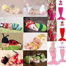 Wrap Newborn Set Infant Baby Girl Boy Crochet Knit Costume Clothes Photo Photography Prop Outfit Caps Baby Knit Costume Mermaid