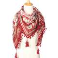 110cm 110cm Women 2016 New Fashion Nations Wind Geometric Striped Pattern Printed Hand Made Tassels Square