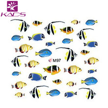 2015 Top Sell Butterfly Fish Nail Sticker Cute Animal Pretty Water Transfer Nail Sticker Beauty Wraps