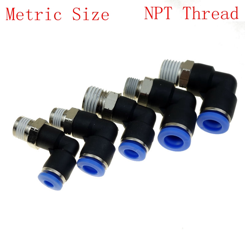 4 X Pneumatic Male Elbow Connector Tube 12mm Threaded 1//2/" NPT Push In Fitting
