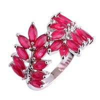 New Fashion Women Rings Unique Olive Branch Ruby 925 Silver Ring Red Size 7 8 9 10 Gift For Women Free Shipping Wholesale