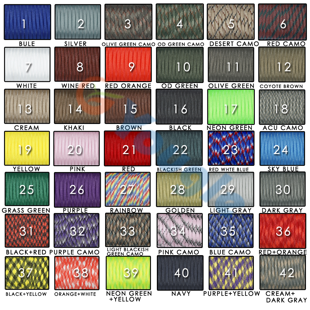 New Paracord 550 Parachute Cord Lanyard Rope Mil Spec Type III 7 Strand 100 FT 80 Colors