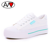 Breathable Platform Shoes Woman 2016 Breathable Canvas Shoes Women Thick Sole Casual Girls White Shoe 35-39