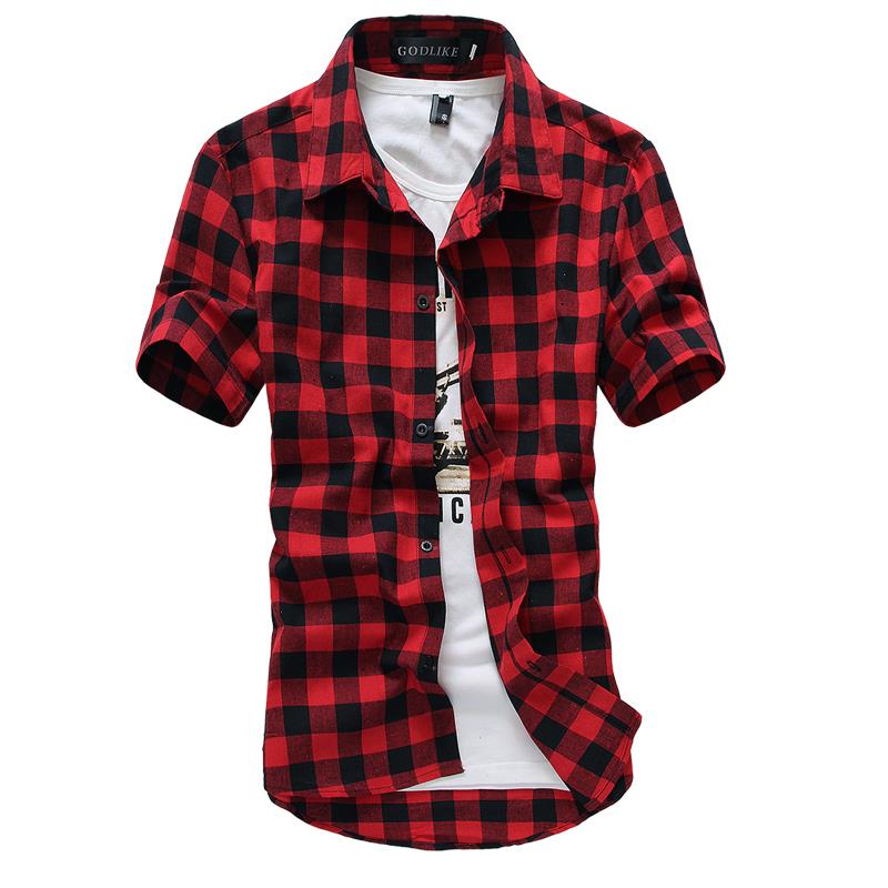 2015 Men\'S Brand Fashion Casual Plaid Short Slee...