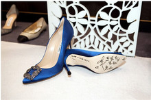 19 colors MB brand silk square buckle diamond high heels for women luxury evening heels or wedding shoes free shipping