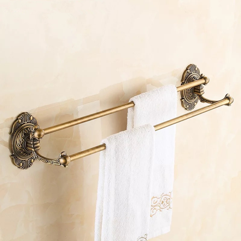 Luxury Antique brass diube Towel Bar 60cm,Towel Holder,Solid Brass towel bar,antique Finished,Bath Products,Bathroom Accessories