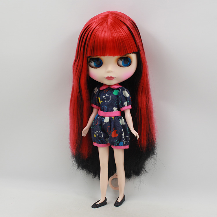 Blyth nude 30cm fashion red and black boneca cabelos longos bonecos colecionaveis doll toys for children girls