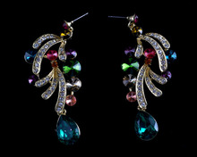 Elegant Lady’s crystal Drop Earrings colorful fashion party earrings rhinestone women’s drop water earrings for gift jewelry