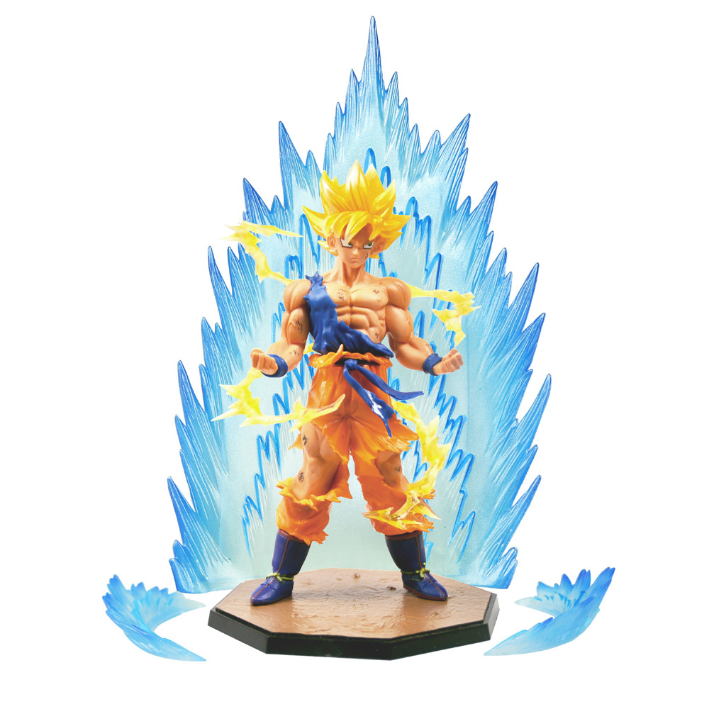 18cm Dragon Ball Z Super Saiyan Goku Son Gokou Blue Ver Effect Energy Aura Kakarotto Pvc