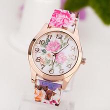 Free Shipping 2015 High Quality Watch Women Quartz Watches Flower Silicone Classic Wristwatches Relogio Feminino Hot
