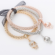 2015 Trendy Fashion Skull Charm Bracelet & Bangle Gold Silver Bracelet For Women Fashion Fine Jewelry