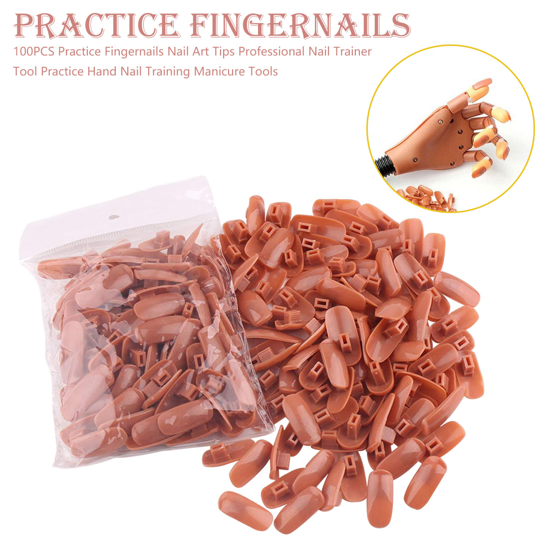 fingernails,toothpick 100pcs practice fingernails nail art tips professional nail