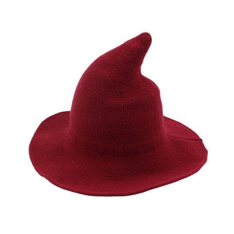 Description Picture 5 of itemWitch Design Halloween Party Hats Wool Solid Color Costume Party Witch Hats Black Dark Gray Wine red Ligh Grey Navy Blue