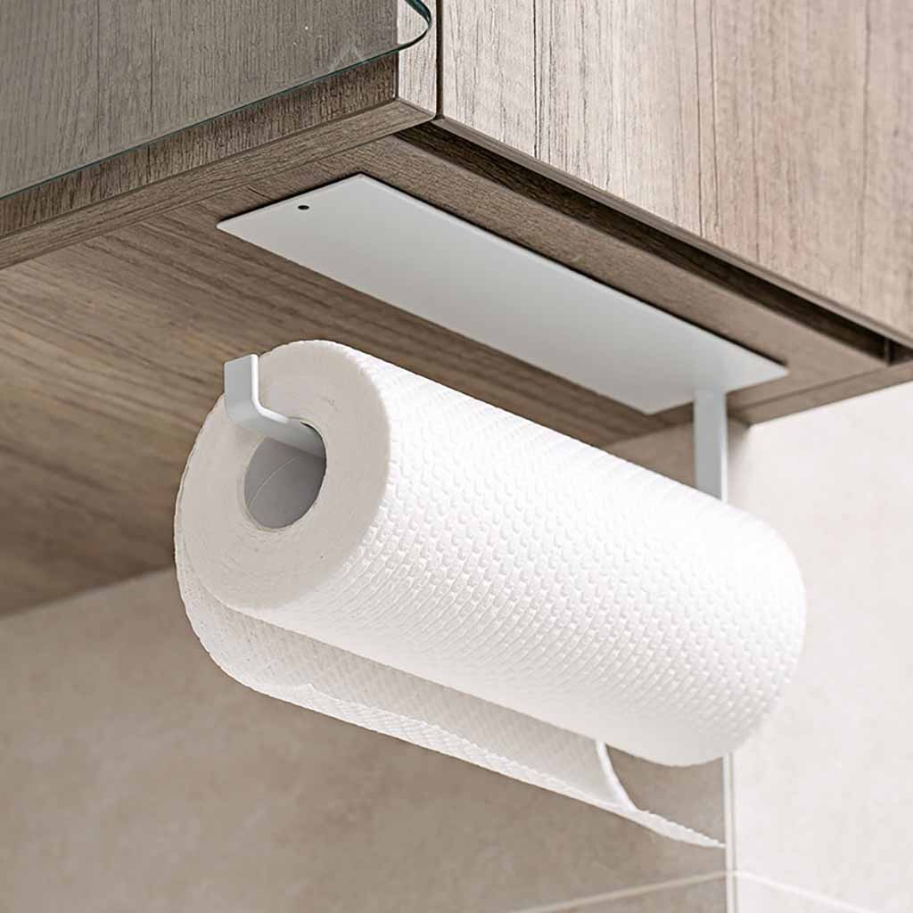 Accessories Shelf Under Cabinet Paper Roll Rack Towel Holder Tissue Hanger & 