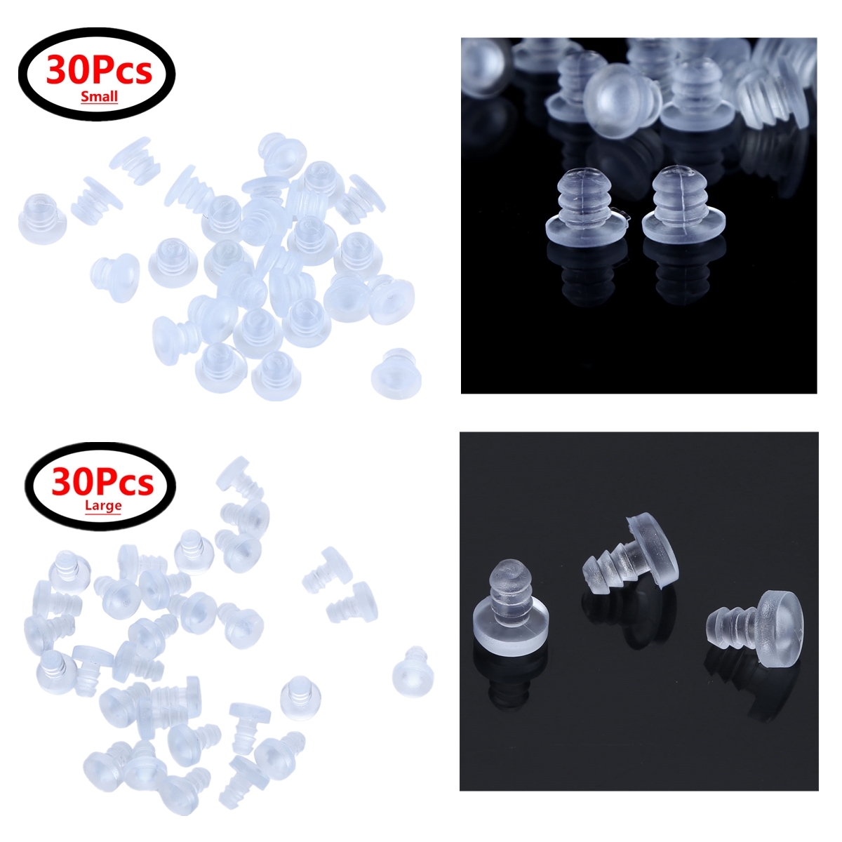 Description Picture 4 of item30Pcs Glass Table Top Spacers Clear Rubber Stem Bumpers Anti Collision Embedded Soft Spacer for Table Furniture Cabinet Door