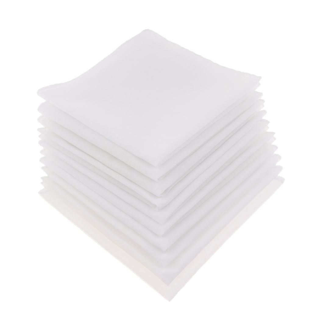 10pcs Mens White Taschentücher 100% Baumwolle Platz Super weich waschbar 