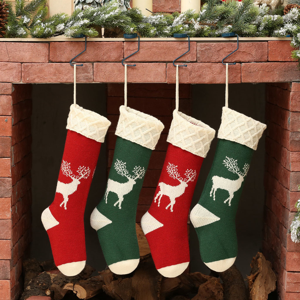 christmas gift bags knitting stocking socks elk xmas tree